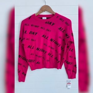 Bar III NWT All Day All Night Reversible Sweater Neon Pink Pullover Candy Pop